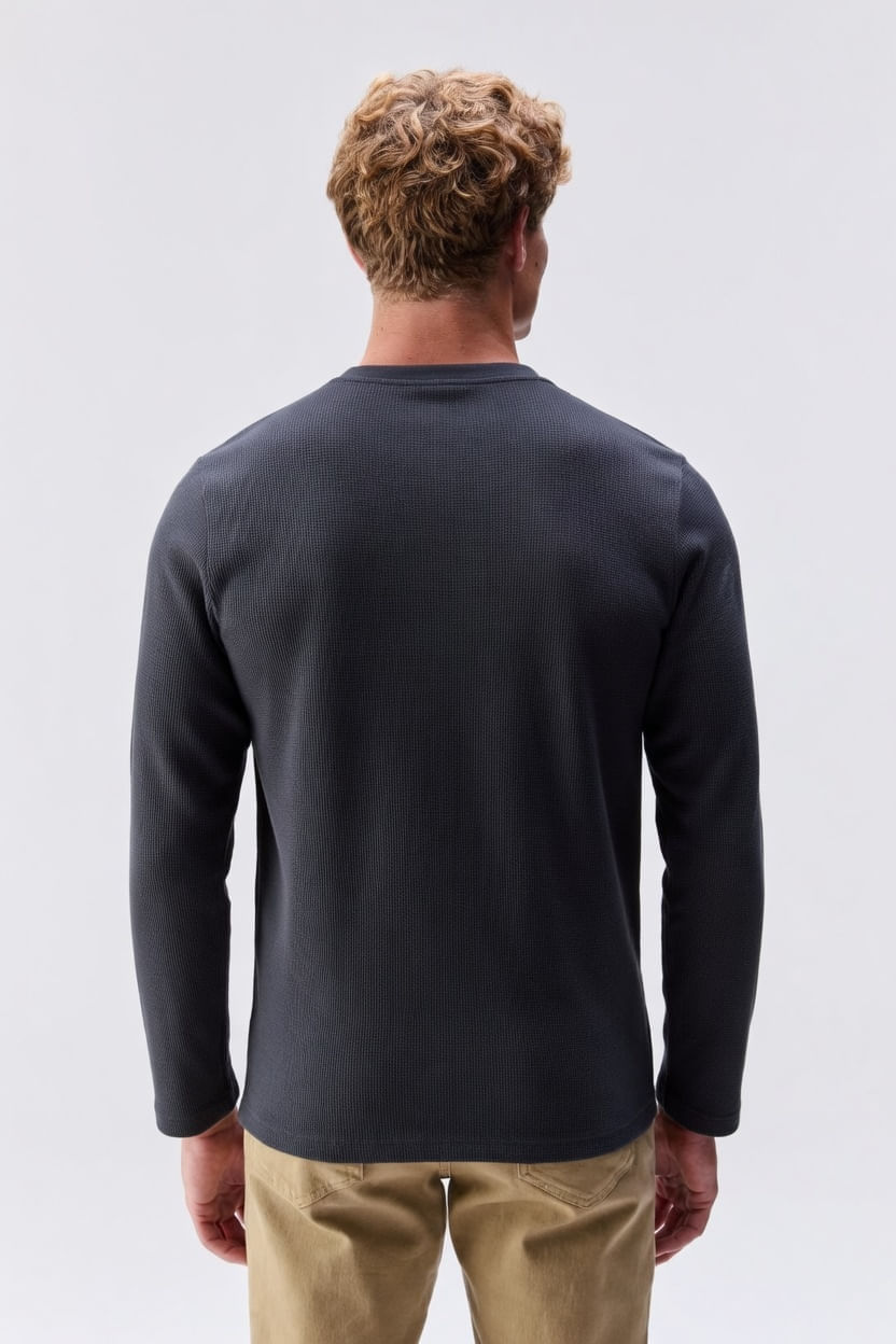 Camiseta Manga Longa Java Cinza Escuro